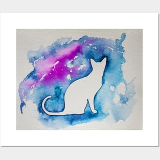 Cat in blue Posters and Art